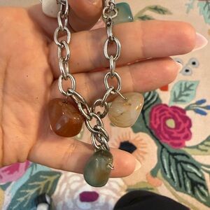 Chunky‎ Silver Bracelet with Multicolor Gemstones